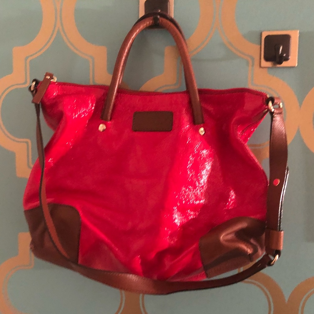 Kate Spade Crossbody Tote in Red and Brown Leather